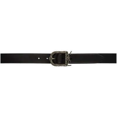 Saint Laurent Black Engraved Buckle Belt In 1000 Black
