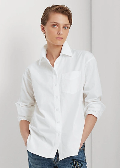 Lauren Ralph Lauren Cotton Broadcloth Shirt In White