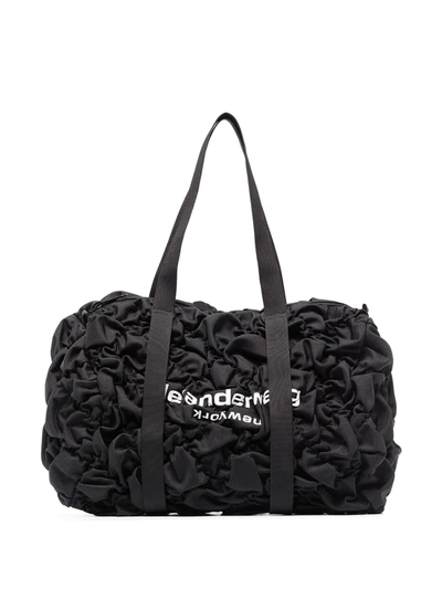 Alexander Wang Rebound Ruched-effect Holdall Bag In 블랙