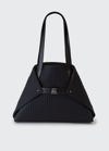 Akris Ai Small Fabric Shoulder Tote Bag In Black