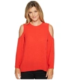 Vince Camuto Bell Sleeve Cold Shoulder Blouse In Bright Crimson