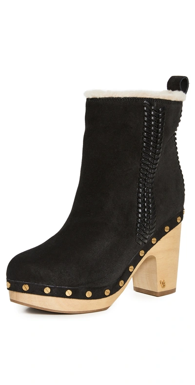 Veronica Beard Daxi Genuine Shearling Lined Clog Bootie In Black