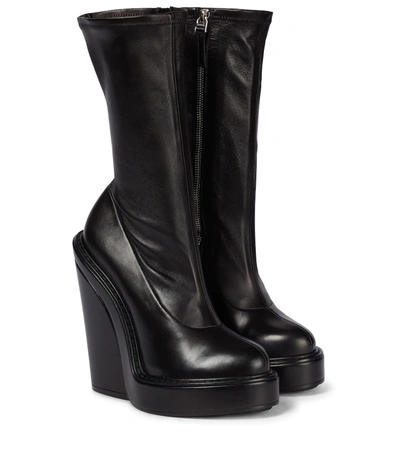 Givenchy Womens Black Platform Leather Ankle Boots 4