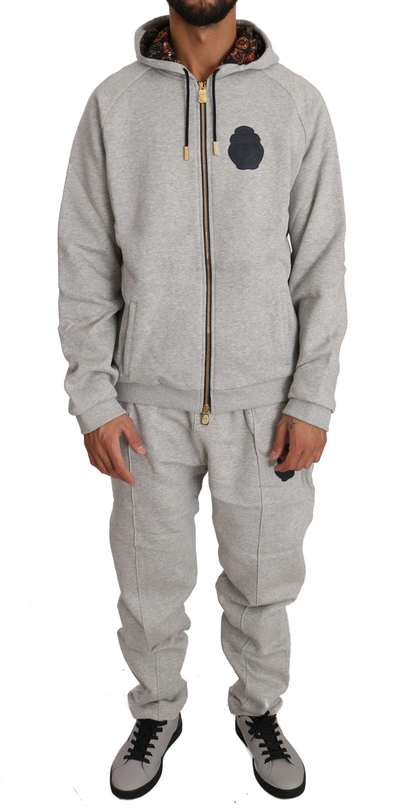 Billionaire Italian Couture Cotton Sweater Pants Tracksuit In Gray