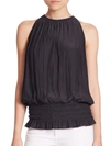 Ramy Brook Lauren Sleeveless Ruched Blouson Top In Black