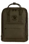 Fjall Raven Re-kånken Water Resistant Backpack In Dark Olive