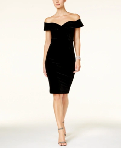 Bardot Off-the-shoulder Velvet Sheath Dress In Black