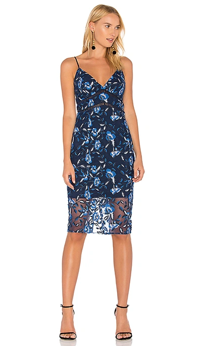 Bardot Sapphire Floral-embroidered Dress In Navy