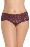 Hanky Panky Plus Signature Lace Retro Thong In Dark Dahlia