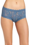 Hanky Panky 'signature Lace' Boyshorts In Storm Cloud Blue