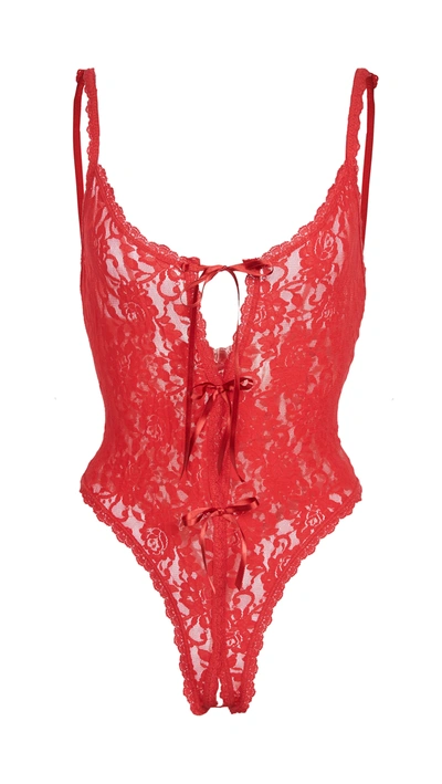 Hanky Panky After Midnight Crotchless Lingerie Teddy Bodysuit 488406 In Red