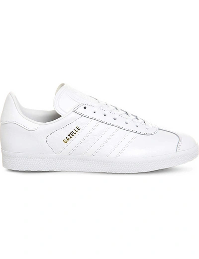 Adidas Originals Adidas Mens White White Gazelle Lace-up Leather Trainers