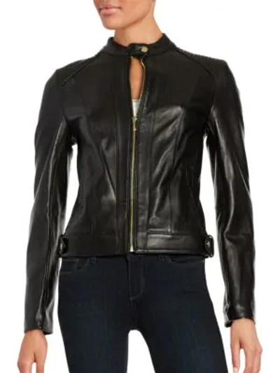 Cole Haan Women's Quilted Italian Leather Jacket In Black