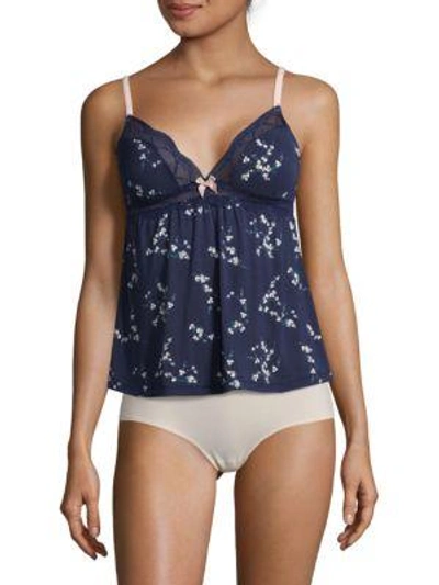 Eberjey Woman Lace-trimmed Printed Modal-blend Camisole Navy