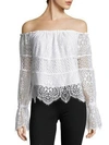 Kendall + Kylie Off-the-shoulder Lace Top In White
