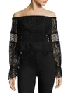 Kendall + Kylie Off-the-shoulder Lace Top In Black