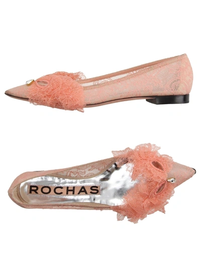 Rochas Ballet Flats In Salmon Pink