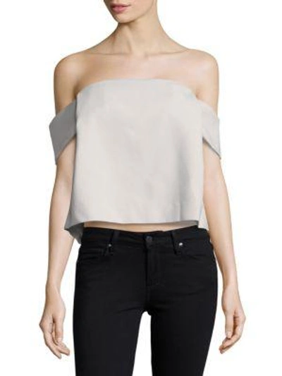 C/meo Collective Those Eyes Cropped Off-the-shoulder Top In Oyster