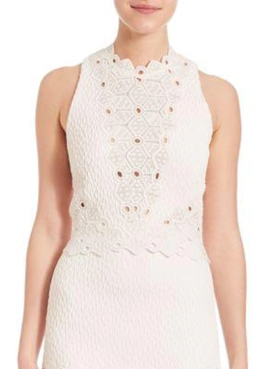 Rebecca Taylor Sleeveless Dia Lace Top In Snow