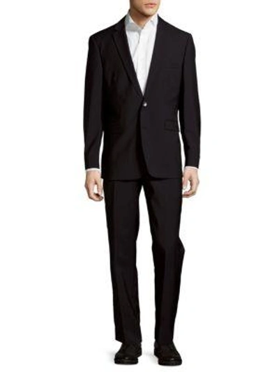 Vince Camuto Wool Buttoned Slim-fit Suit In Navy
