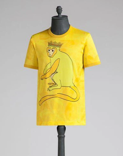 Dolce & Gabbana T-shirt With Monkey Print In Yellow | ModeSens