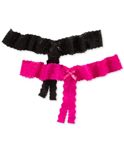 Hanky Panky Plus Size After Midnight Solid Crotchless Thong Lingerie 481001x In Black