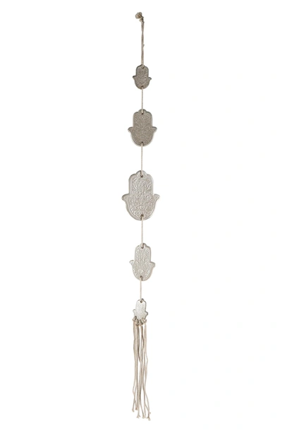 Flora Bunda Ceramic Hanging Hamsa Wall Decor In Ivory