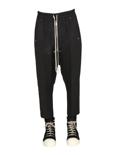 Rick Owens Drawstring Cropped Trousers In Black