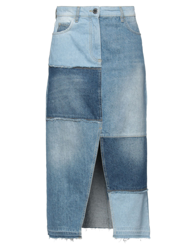 Pinko Patchwork Denim Skirt In Blue