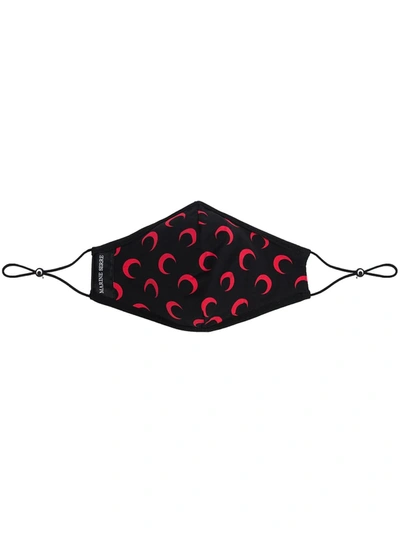 Marine Serre Black And Red Crescent Moon Print Face Mask