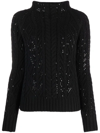 Ermanno Scervino Sweater In Virgin Wool With Applications In Black