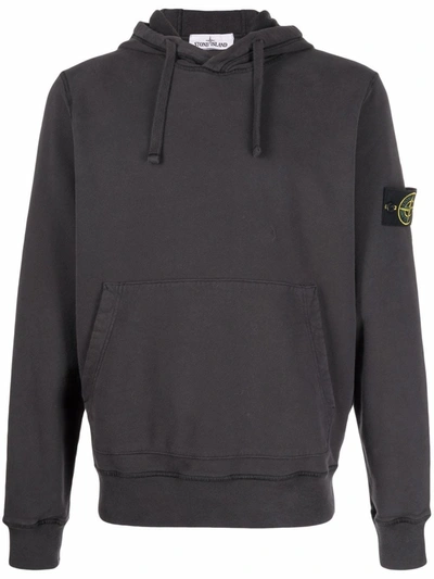 Stone Island Brand-patch Cotton Hoodie In Black