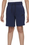 Nike Sportswear Kids' Tech Fleece Sweat Shorts In Midnight Navy/ Black