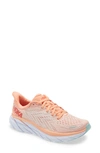 Hoka One One Clifton 8 Mesh Sneakers In Cantaloupe/silver Peony