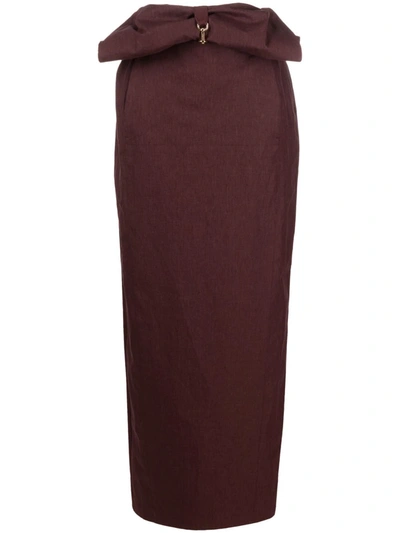 Jacquemus Womens Brown Brown Le Jupe Terra Linen Maxi Skirt 8