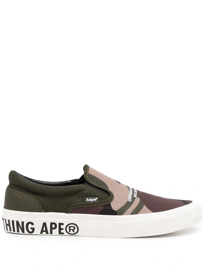 Aape By A Bathing Ape Green Camo Slip-on Sneakers In Grün