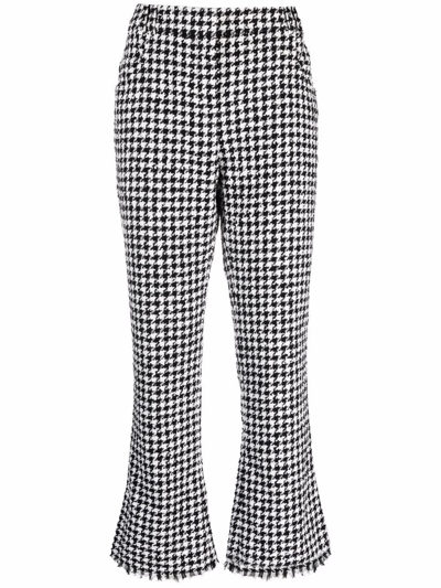 Balmain Houndstooth-pattern Cropped Trousers In Black