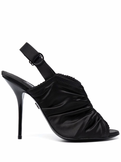 Dolce & Gabbana Satin Slingback Sandal In Black
