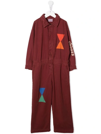 Bobo Choses Logo-print Collared Jumpsuit In Red