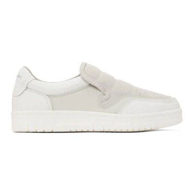 Acne Studios White & Beige Leather Slip-on Trainers