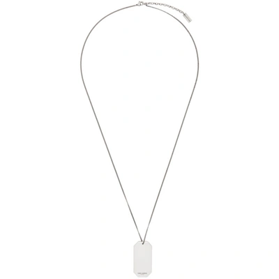 Saint Laurent Silver Dog Tag Necklace