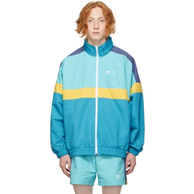 Adidas X Human Made Blue Windbreaker Jacket In Light Aqua/st Fade G