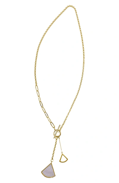 Adornia Mixed Chain Ginkgo Charm Toggle Y-necklace In Yellow