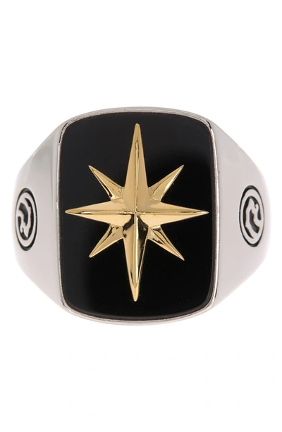 Effy Sterling Silver & 18k Yellow Gold Star Onyx Ring In Black