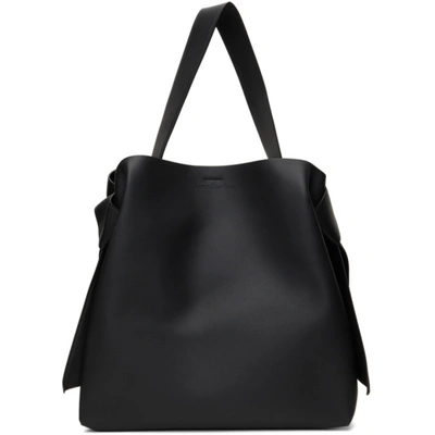 Acne Studios Black Large Leather Knotted Bag In 900 Black