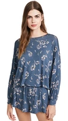 Honeydew Intimates All American Long Sleeve Shortie Pajamas In Night Mist Floral