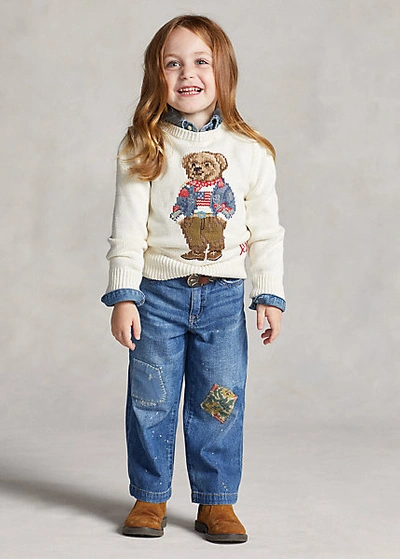 Polo Ralph Lauren Kids' Distressed Wide-leg Jean In Lewigi Wash