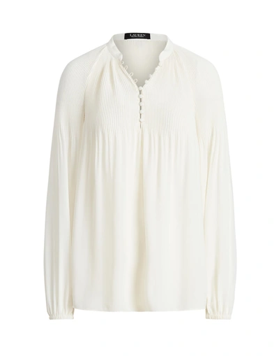 Lauren Ralph Lauren Pleated Georgette Blouse In Mascarpone Cream