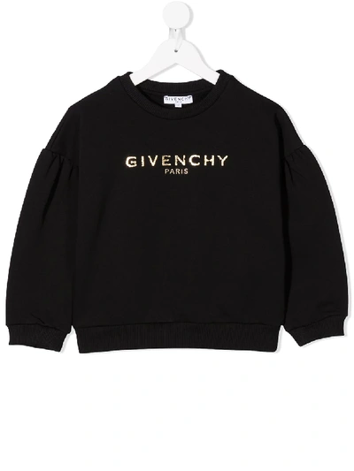 Givenchy Kids' Foil Logo-print Sweatshirt In Nero