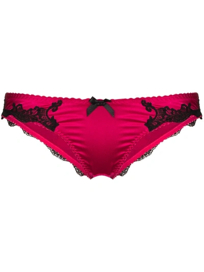 Agent Provocateur Molly Leavers Lace-trimmed Stretch-silk Satin Briefs In Pink